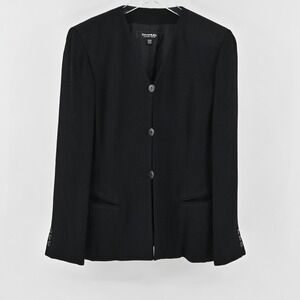 Emanuel Ungaro Womens‎ Black Blazer Size 6 Single Breasted Collarless Jacket